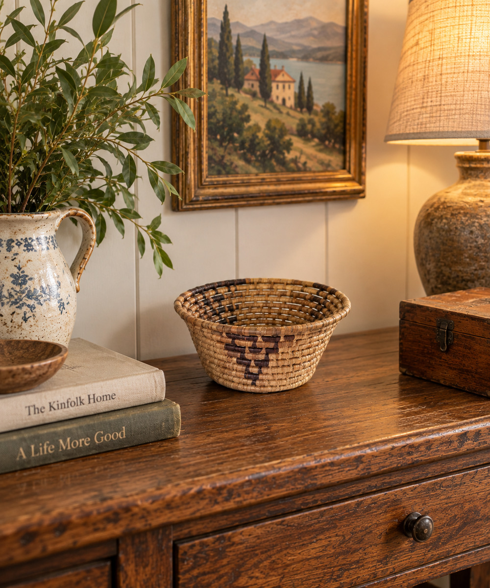 Vintage Handmade two Tone Design Basket